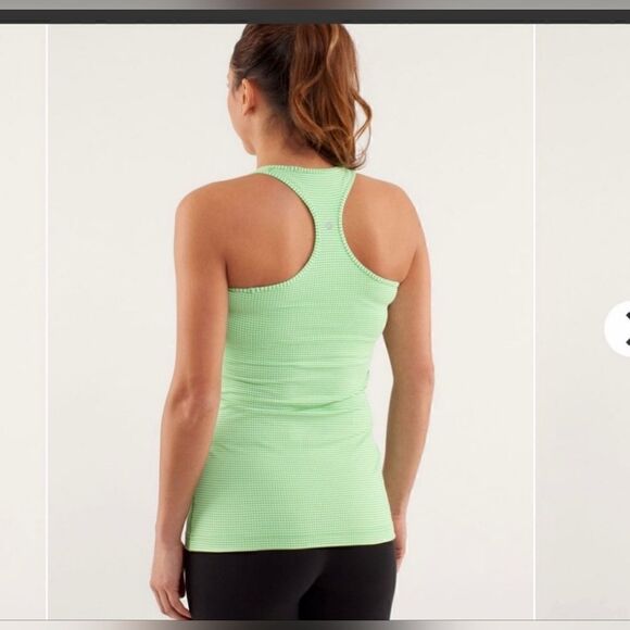 LULULEMON COOL RACERBACK GINGHAM GREEN & WHITE SIZE6 - Picture 1 of 7